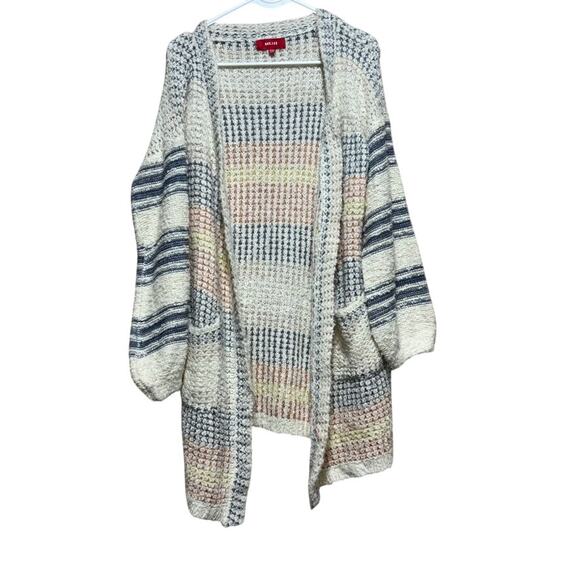 NET.153 Sweaters - NET.153 Cozy Open Front Knit Cardigan Striped Size S/M